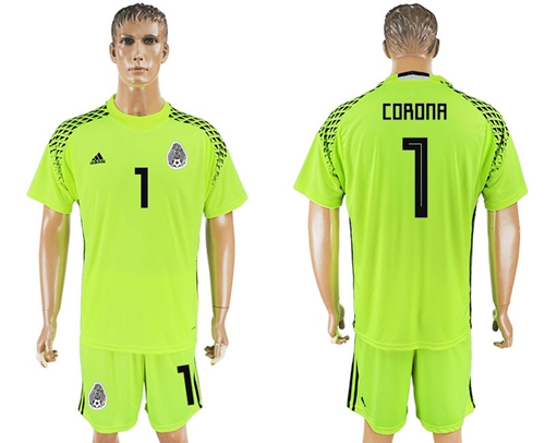 Mexico #1 Corona Shiny Green Goalkeeper Soccer Country Jersey